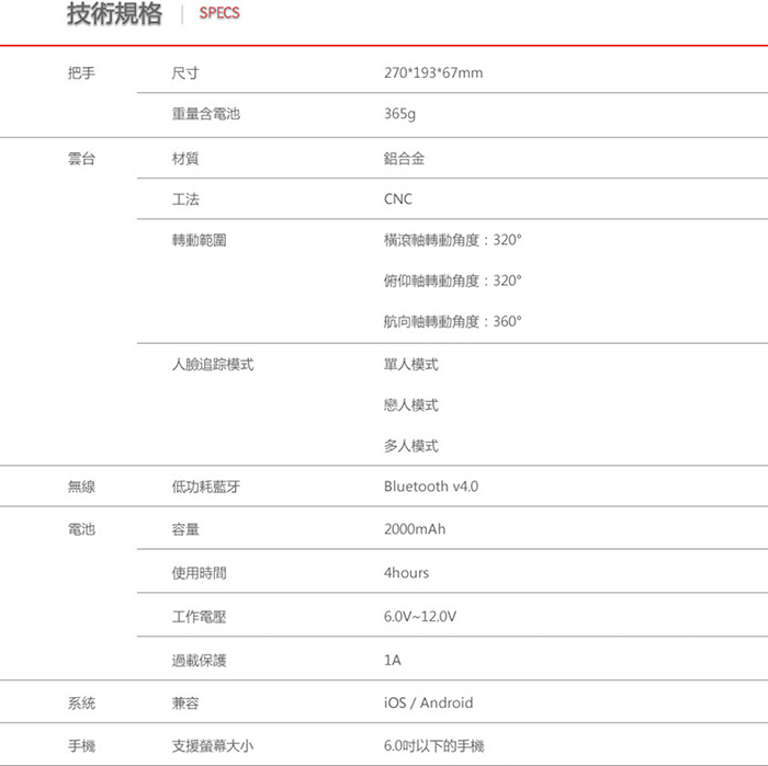Wonew |W3 自動人臉追蹤三軸穩定器 - 橘色