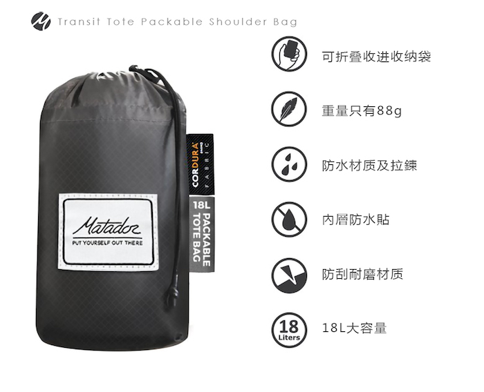 (複製)Matador|鬥牛士 Transit30 Duffel Bag 防水摺疊旅行袋 - 灰色