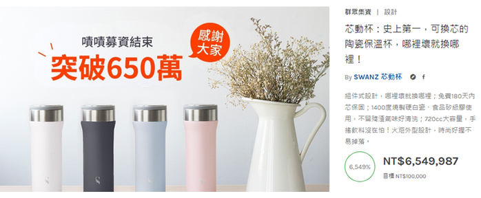 【集購】SWANZ|陶瓷保溫芯動杯 550ml (5色任選)