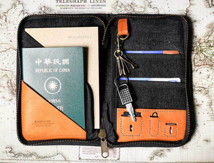 icleaXbag|二代真皮個性飛行護照匣護照夾 附贈禮盒包裝 (單寧藍)