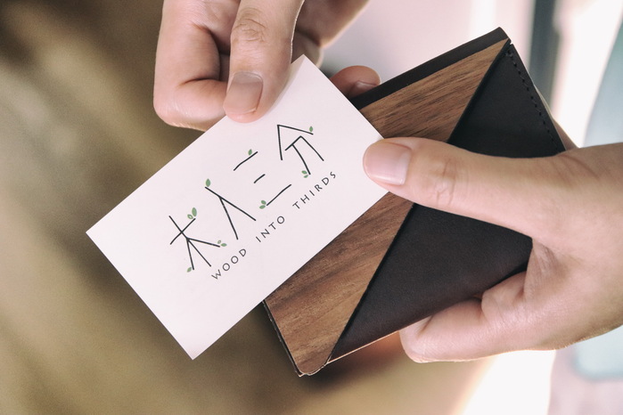木入三分|木皮革零錢名片夾