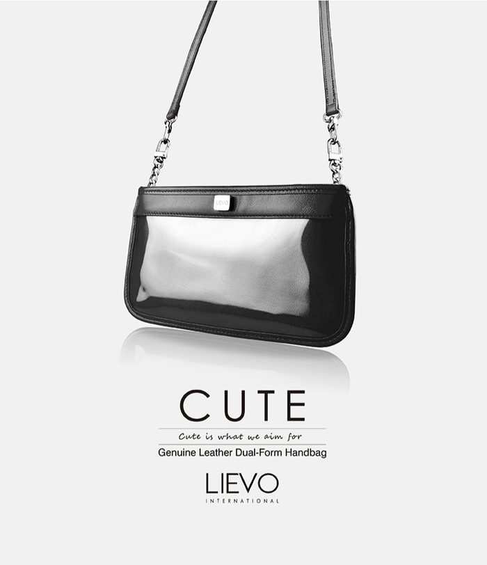 LIEVO|Smartphone真皮兩用隨身包-CUTE(靜謐黑)