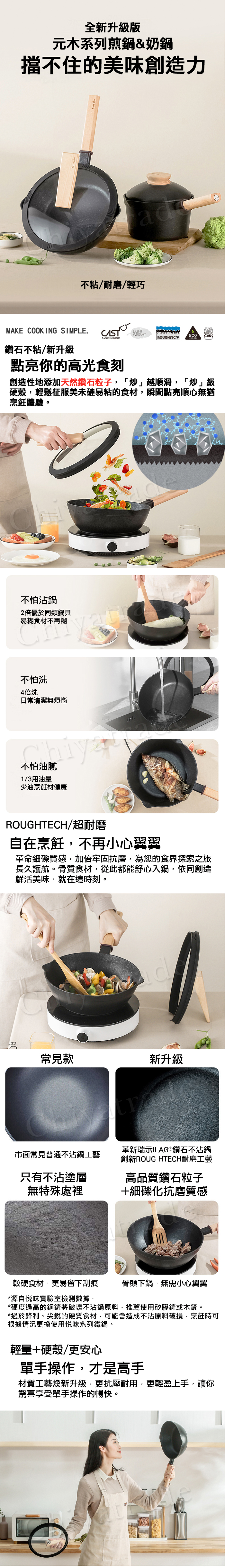 (複製)Taste Plus|悅味元木 鑽石塗層不沾鍋 30cm炒鍋+20cm湯鍋 兩件組(附原廠鍋蓋+木鏟)