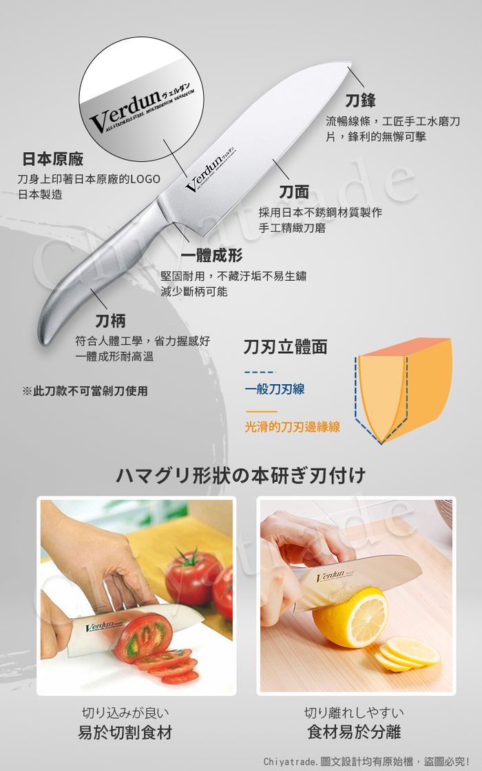 (複製)日本下村|Verdun精工淬湅一體成型不鏽鋼刀 黑刀16.5cm(三德包丁)
