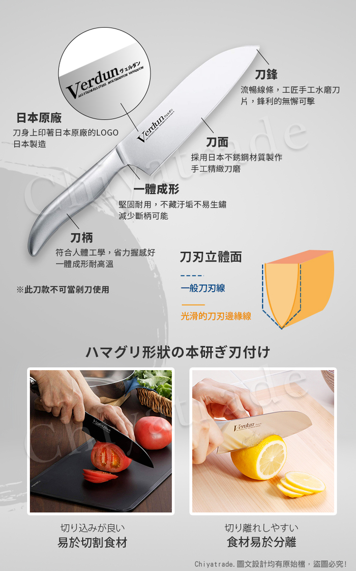 (複製)日本下村|Verdun精工淬湅一體成型不鏽鋼刀16.5cm(三德包丁)