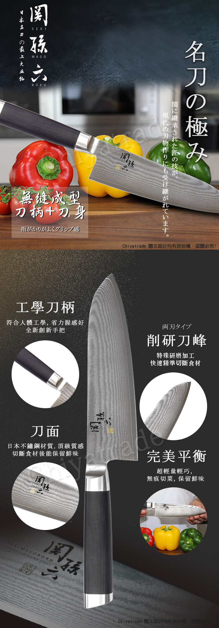 (複製)KAI 貝印｜關孫六茜三德刀16.5cm+三段式手動磨刀器(送原廠圍裙)