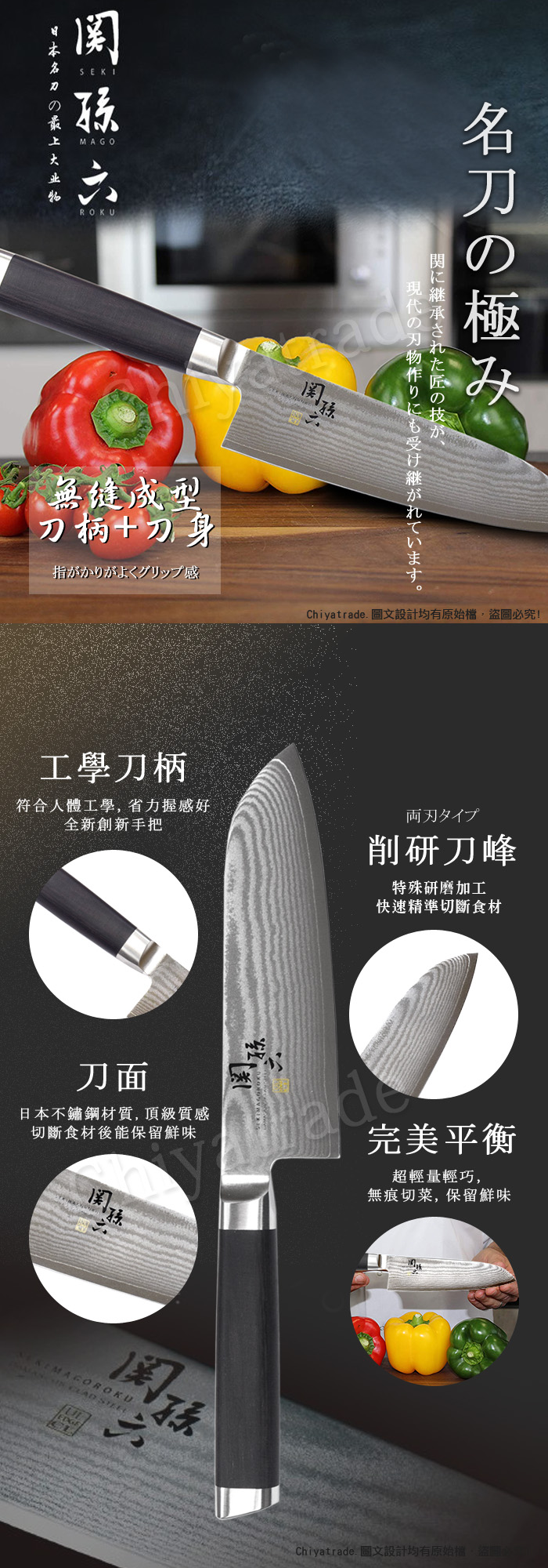 (複製)KAI 貝印|匠創名刀關孫六 職人精工大馬士革鋼 不鏽鋼主廚刀-18cm(主廚刀)