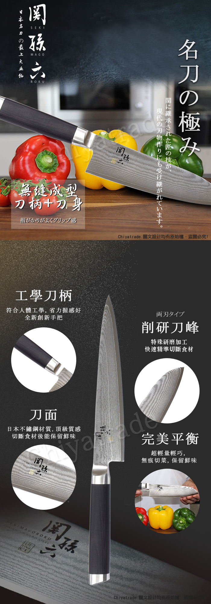(複製)KAI 貝印|匠創名刀關孫六 職人精工大馬士革鋼 不鏽鋼小三德刀-14.5cm(小三德刀)