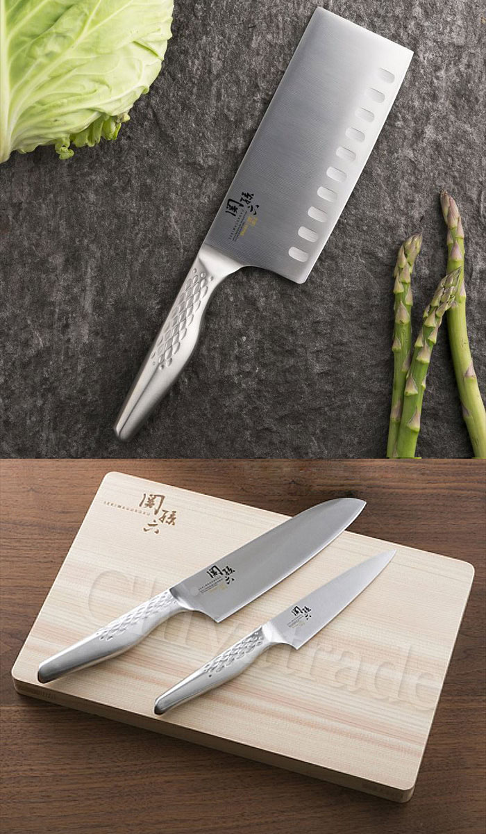 (複製)KAI 貝印|匠創名刀關孫六 一體成型不鏽鋼刀-專業廚刀18cm+檜木砧板
