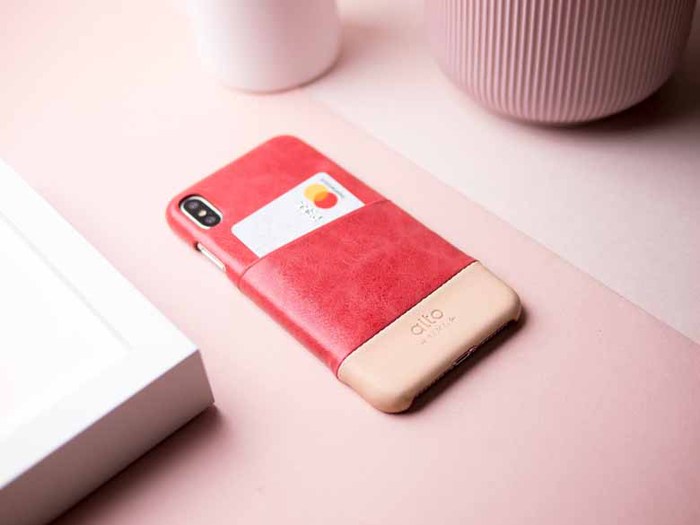 Alto|iPhone Xs Max 皮革保護殼 Metro (珊瑚紅/本色)