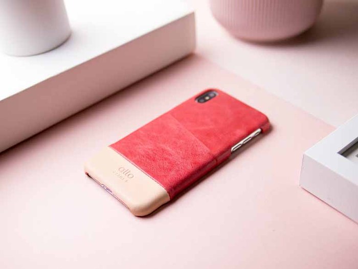 Alto|iPhone Xs Max 皮革保護殼 Metro (珊瑚紅/本色)
