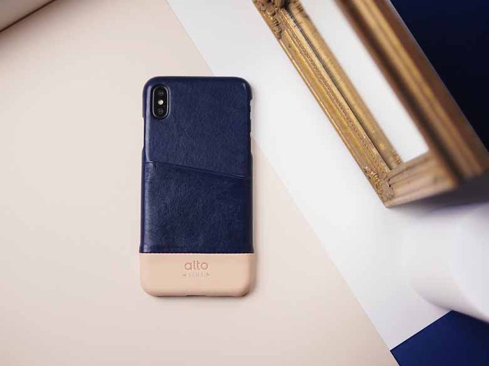 Alto|iPhone Xs Max 皮革保護殼 Metro (海軍藍/本色)