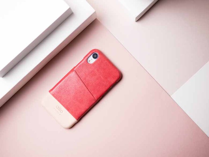 Alto|iPhone XR 皮革保護殼 Metro (珊瑚紅/本色)