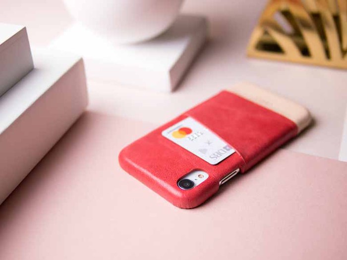 Alto|iPhone XR 皮革保護殼 Metro (珊瑚紅/本色)