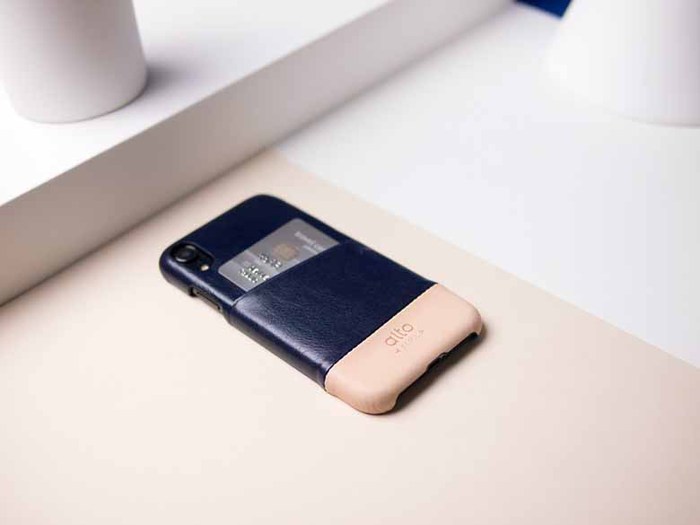 Alto|iPhone XR 皮革保護殼 Metro (海軍藍/本色)