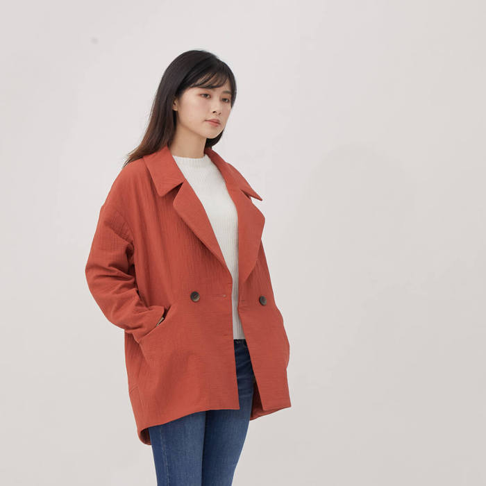 好我 so that′s me|Beata 雙排釦雙層棉西裝外套 磚紅