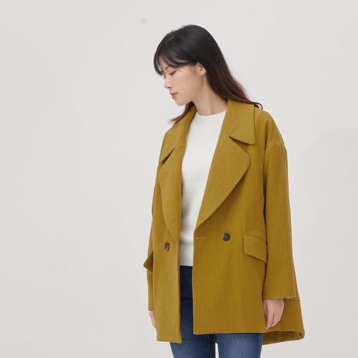 好我 so that′s me|Beata 雙排釦雙層棉西裝外套 芥黃