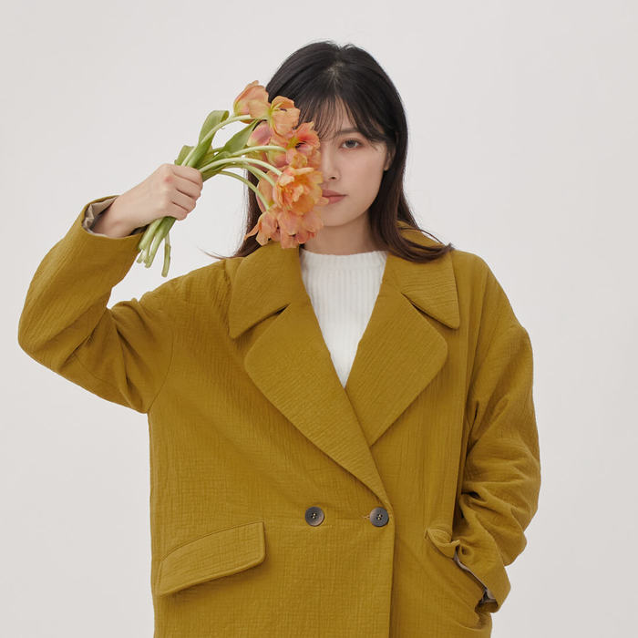 好我 so that′s me|Beata 雙排釦雙層棉西裝外套 芥黃