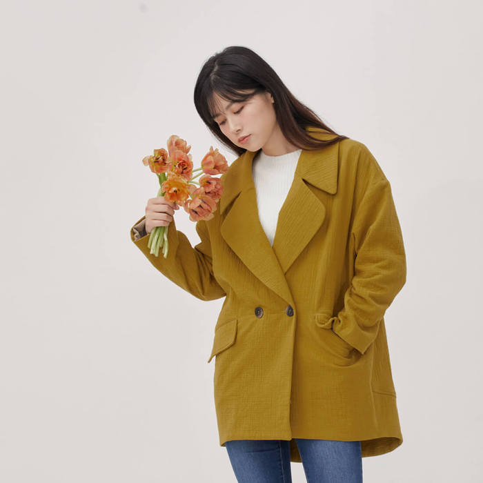 好我 so that′s me|Beata 雙排釦雙層棉西裝外套 芥黃