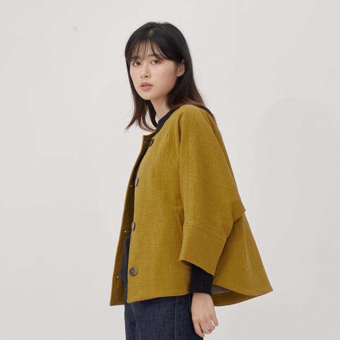 好我 so that′s me|Anita 雙層棉短版七分袖外套 芥黃