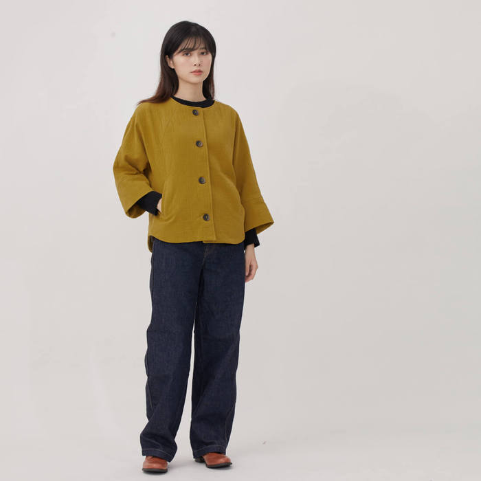好我 so that′s me|Anita 雙層棉短版七分袖外套 芥黃