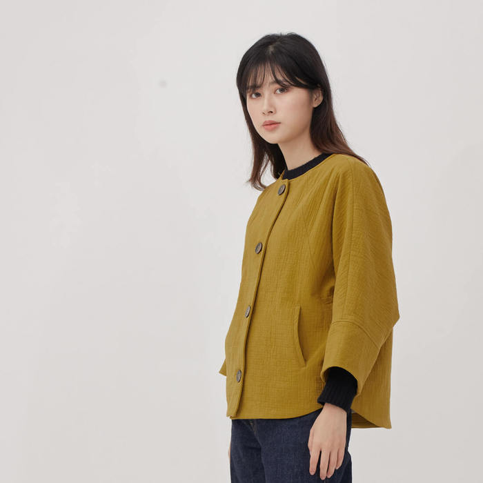 好我 so that′s me|Anita 雙層棉短版七分袖外套 芥黃