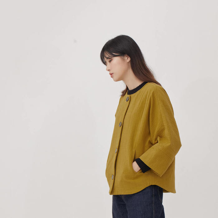 好我 so that′s me|Anita 雙層棉短版七分袖外套 芥黃
