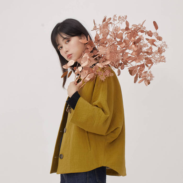 好我 so that′s me|Anita 雙層棉短版七分袖外套 芥黃