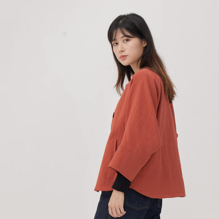 好我 so that′s me|Anita 雙層棉短版七分袖外套 磚紅