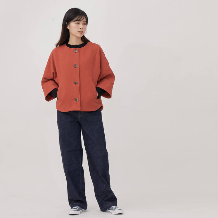好我 so that′s me|Anita 雙層棉短版七分袖外套 磚紅