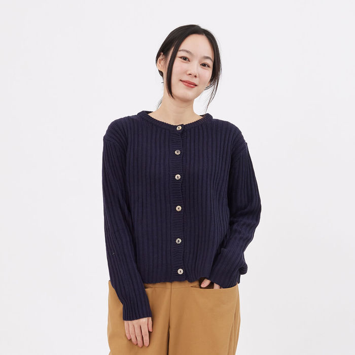 好我 so that′s me|Jade簡約鈕扣開襟針織衫深藍 Free Size