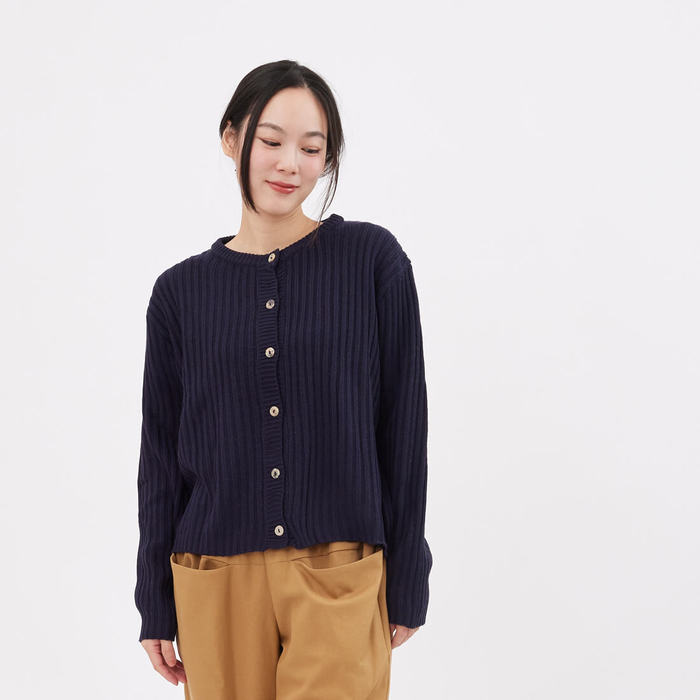 好我 so that′s me|Jade簡約鈕扣開襟針織衫深藍 Free Size