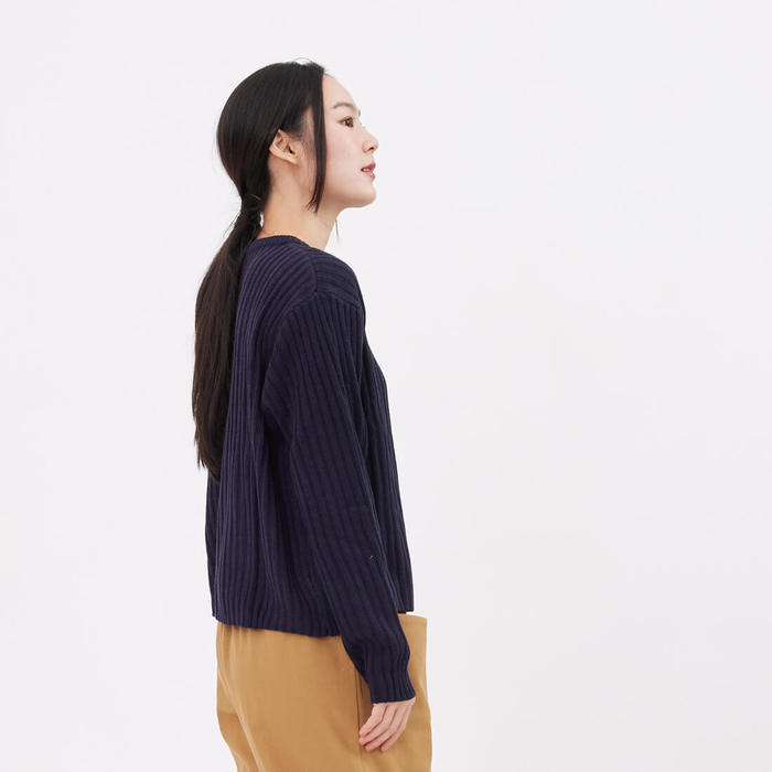 好我 so that′s me|Jade簡約鈕扣開襟針織衫深藍 Free Size