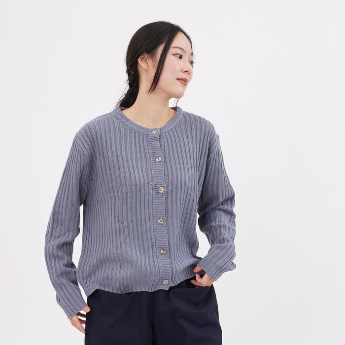 好我 so that′s me|Jade簡約鈕扣開襟針織衫霧藍 Free Size