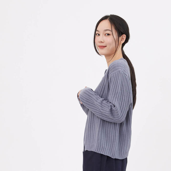 好我 so that′s me|Jade簡約鈕扣開襟針織衫霧藍 Free Size