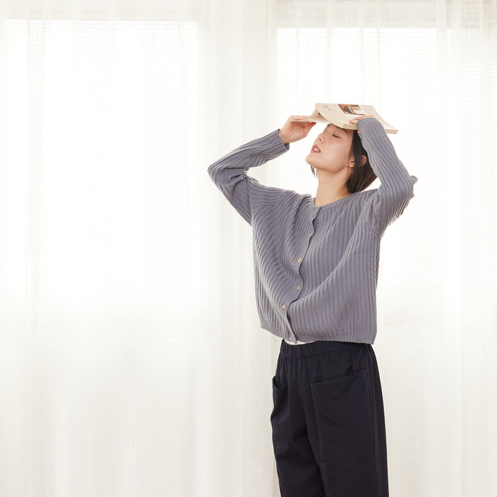 好我 so that′s me|Jade簡約鈕扣開襟針織衫霧藍 Free Size