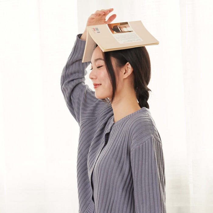 好我 so that′s me|Jade簡約鈕扣開襟針織衫霧藍 Free Size