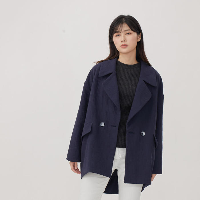 好我 so that′s me|Beata 雙排釦雙層棉西裝外套 深藍