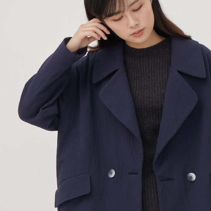 好我 so that′s me|Beata 雙排釦雙層棉西裝外套 深藍