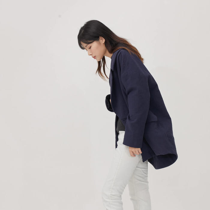 好我 so that′s me|Beata 雙排釦雙層棉西裝外套 深藍