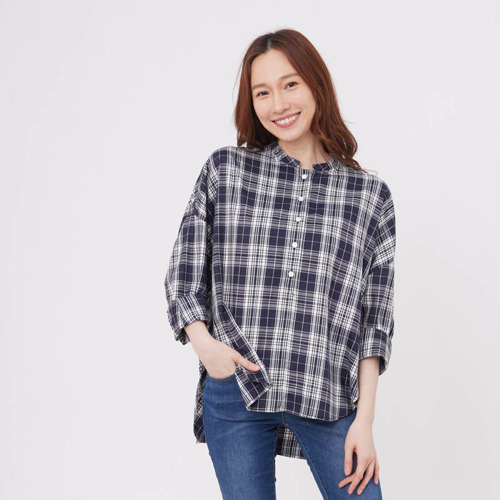 (複製)好我 so that′s me|Tracy半開襟寬版八分袖襯衫/紅格紋 one size
