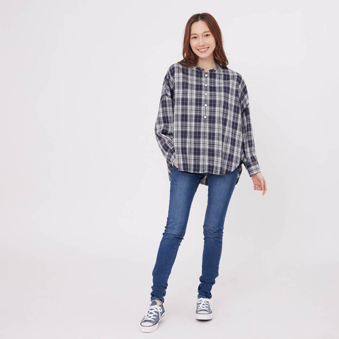 (複製)好我 so that′s me|Tracy半開襟寬版八分袖襯衫/紅格紋 one size