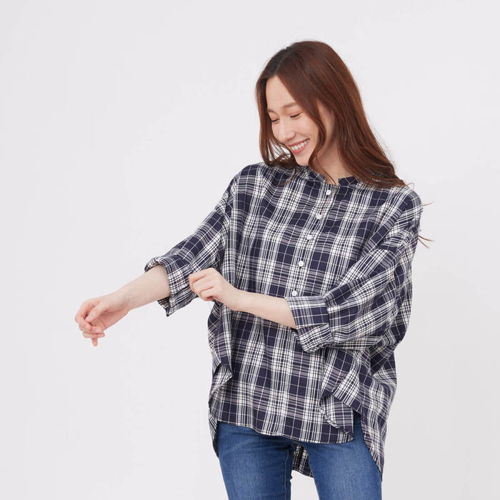 (複製)好我 so that′s me|Tracy半開襟寬版八分袖襯衫/紅格紋 one size