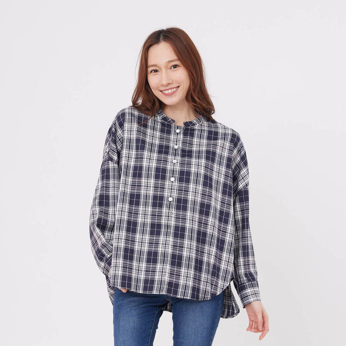 (複製)好我 so that′s me|Tracy半開襟寬版八分袖襯衫/紅格紋 one size