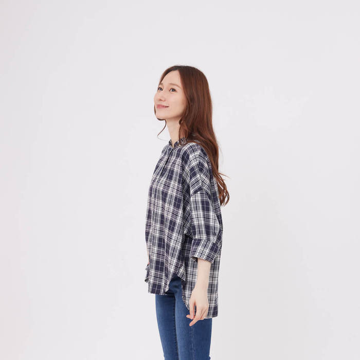 (複製)好我 so that′s me|Tracy半開襟寬版八分袖襯衫/紅格紋 one size