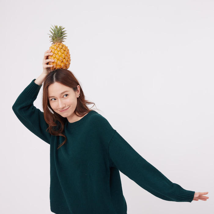好我 so that′s me|Lauren圓領落肩羊毛混紡針織毛衣上衣/深綠 Free Size