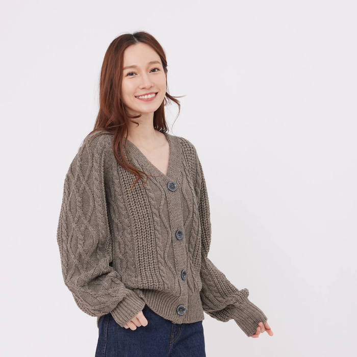 好我 so that′s me|Shelly麻花針織排扣外套/咖啡 Free Size