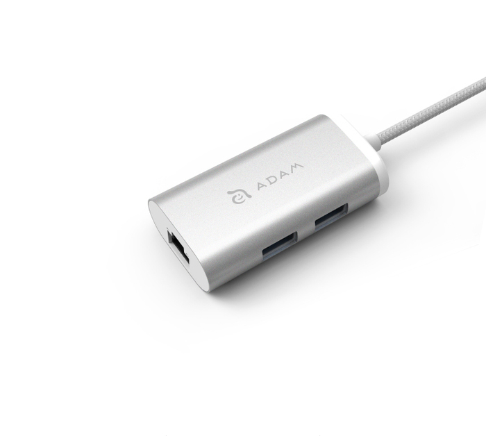 ADAM|eC301 USB-C 3 合 1 多功能 RJ45 網路集線器 銀