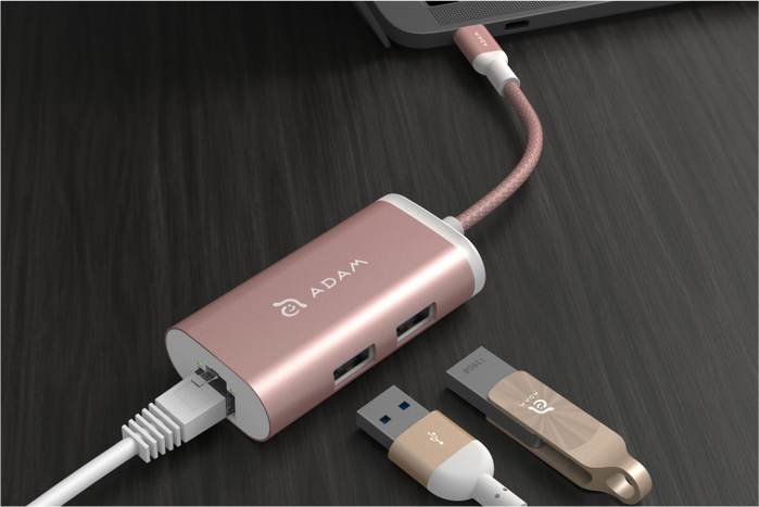 ADAM|eC301 USB-C 3 合 1 多功能 RJ45 網路集線器 銀
