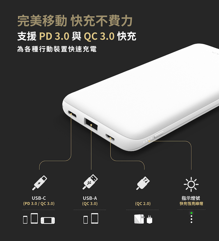 ADAM|GRAVITY M USB-C PD 3.0 / QC 3.0 雙輸出快充行動電源 10000mAh